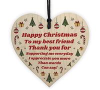 RED OCEAN For Best Friend Wood Heart Novelty Friendship Gift Tree Decoration