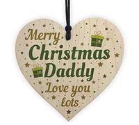 RED OCEAN For Dad Father Wooden Heart Christmas Tree Baubles Wonderful Unique Gifts For Dad Presents From Son or Daughter Handmade Plaque Bauble