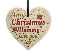 RED OCEAN For Mum Mummy Wooden Heart Christmas Tree Baubles Wonderful Unique Gifts For Mum Presents From Son or Daughter Handmade Plaque Bauble