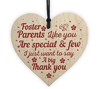 RED OCEAN Foster Parent Family Mum Dad Gifts Handmade Wooden Heart Chic Sign Thank You Keepsake