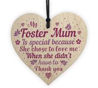 Red Ocean Foster Parent Mum Gift Step Mum Mother Handmade Wooden Heart Chic Sign Christmas Birthday Gift