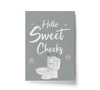 RED OCEAN Framed Grey Bathroom Print Funny Filthy Animal Bathroom Sign Wall Art Home Decor (A4 Print Only - Sweet Cheeks Grey Bathroom)