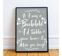 RED OCEAN Framed Grey Bathroom Print Funny Filthy Animal Bathroom Sign Wall Art Home Decor (A4 Print with Black Frame - Tickle Laugh Grey Bathroom)