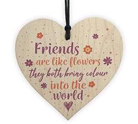 RED OCEAN Friends Are Like Flowers Friendship Love Wood Heart Shabby Chic Sign Thank You Birthday Gift