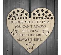 RED OCEAN Friends Are Like Stars Always There Wooden Hanging Heart Friendship Plaque Sign