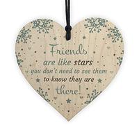 RED OCEAN Friends Are Like Stars Inspirational Wooden Heart Friendship Gift