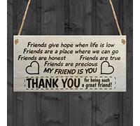 Red Ocean Friends Give Hope When Life Is Low, Friends Are A Place Where We Can Go, Friend Are Honest, Friends Are True, Friends Are Precious, My Friend Is You THANK YOU For Being Such A Great Friend Wooden Plaque Friendship Sign Funny Novelty Gift FRIEND