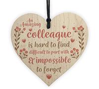 Red Ocean Friendship Colleague Gift Wooden Hanging Heart Chic Plaque Office Work Friend Thank You Leaving Gift
