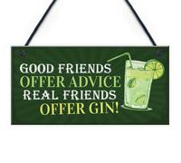 Red Ocean Friendship Gin Sign Garden Plaque Shed Home Bar Pub Kitchen Hanging Wall Plaque Gift