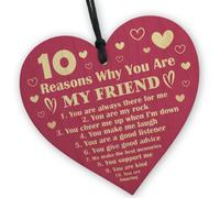 Red Ocean Friendship Keepsake 10 Reasons Why Your Are My Friend Wooden Hanging Heart Gift For Best Friend,