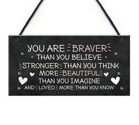 Red Ocean Friendship Sign Hanging Braver Stronger Beautiful Wall Decor Best Friend Gift Motivational Inspirational Sign