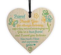 RED OCEAN Friendship Sign Inspirational Shabby Chic Wooden Heart Plaque Friendship Gift FRIEND Birthday Thank You