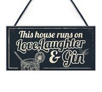 Red Ocean Fun Laughter Gin Tonic Kitchen Plaque Home Bar Pub Sign Friend Gift For Women