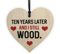 Red Ocean Funny 10Th Anniversary Gift For Wife Husband Wood Heart Gift For Him Her Keepsake