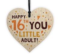 RED OCEAN Funny 16th Birthday Card Wooden Hanging Heart Sixteenth Gift For Daughter Son