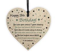 RED OCEAN Funny 19th Birthday Gift For Daughter Son Wood Heart Novelty 19th Birthday Card