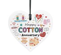 Red Ocean Funny 2nd Anniversary Cotton Anniversary For Husband Wife Couple For Her Him Acrylic Hanging Heart Romantic Present