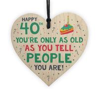 Red Ocean Funny 40Th Birthday Gift For Friend Wood Heart 40Th Birthday Card For Him Or Her