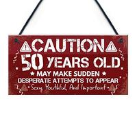 RED OCEAN FUNNY 50th Birthday Cards For Women Mum Dad Nan Grandad 50th Birthday Decoration Plaque Keepsake Gift
