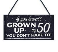 RED OCEAN Funny 50th Birthday Hanging Chic Plaque Sign Novelty Friendship Family Mum Dad Gift For Him Her