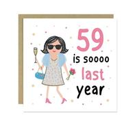 RED OCEAN Funny 60th Birthday Card For Best Friend Mum Nan Auntie Sister 59 Is So Last Year 60th Birthday Card For Wome With Kraft Envelope Novelty