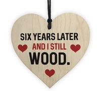 Red Ocean Funny 6Th Anniversary Gift For Wife Husband Wood Heart Gift For Him Her Keepsake