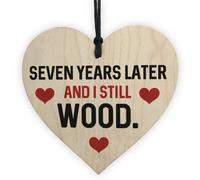 Red Ocean Funny 7Th Anniversary Gift For Wife Husband Wood Heart Gift For Him Her Keepsake
