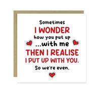 RED OCEAN Funny Anniversary Card for Him Her, I Put Up With You, Funny Valentines Day Birthday Card For Boyfriend Girlfriend Husband Wife Partner, With Envelope