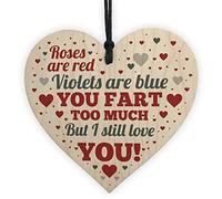 RED OCEAN Funny Anniversary Relationship Gifts Wooden Heart Plaque Gifts For Boyfriend Girlfriend Husband Wife
