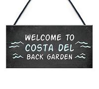 Red Ocean Funny Back Garden Sign Novelty Hanging Garden Shed Plaques Home Decor Signs