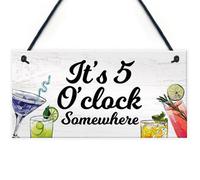 Red Ocean Funny Bar Signs 5 O Clock Somewhere Home Bar Sign Garden Pub Sign