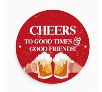 Red Ocean Funny Bar Signs For Outside Round Wall Plaque CHEERS Bar Sign For Garden Shed Man Cave Garage Sign Alcohol Gift Men Women Plaques And Signs Home