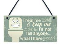 Red Ocean Funny BATHROOM Signs Shabby Chic Door Plaque Sign for Toilet Bathroom The Loo