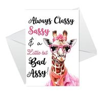 RED OCEAN Funny Birthday Cards for Her - 'Always Classy, Sassy, And A Little Bit Bad Assy' - Funny Birthday Cards for Women - Sister Birthday Card - Best Friend Birthday Card