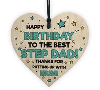 Red Ocean Funny Birthday Gift For Step Dad Rude Step Dad Gift Wooden Heart Gift For Him