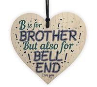 RED OCEAN Funny Birthday Gifts For Brother Novelty Rude From Sister Handmade Wooden Heart Keepsake