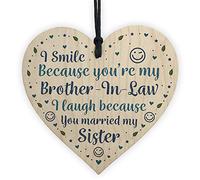 RED OCEAN Funny Brother In Law Birthday Gift Wooden Heart Humour Brother Gift Keepsake Plaque