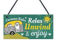 Red Ocean Funny Caravan Rules Sign Novelty Hanging Plaque Wall Door Garden Sign Retirement Friend Gift