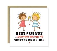 RED OCEAN Funny Card For Best Friend CRAZY AS EACH OTHER Christmas Birthday Card For Best Friend BFF Women Girls Thank You Birthday Her