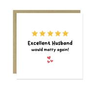 RED OCEAN Funny Card For Husband On Wedding Anniversary Birthday Valentines Day Card With Envelope 5 Stars Joke Card For Him Funny Husband Card Novelty Card For Husband