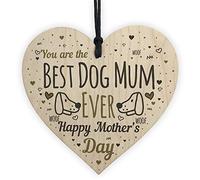 RED OCEAN Funny Card Wooden Heart Best Dog Mum Gifts Humour Dog Sign Keepsake