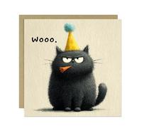 RED OCEAN Funny Cat Birthday Card, Woo Grumpy Cat Card, Sarcastic Birthday Card For Men Women, Cat Lover, Sister, Brother, Friend, With Kraft Envelope