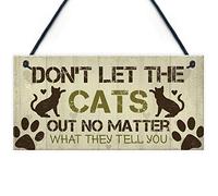 RED OCEAN Funny Cat Signs And Plaques Cat Signs For Home Funny Cat Gift Pet Sign Home Decor Gift