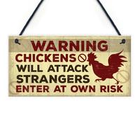 Red Ocean Funny Chicken Hen Plaque Novelty Warning Hanging Sign For Chicken Coop Outdoor Gate Garden Decor Sign