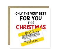 RED OCEAN Funny Christmas Card For Men Women Humorous Xmas Greetings Card For Family Friends Novelty Joke Christmas Cards For Him Her 145x145mm With Kraft Envelope