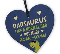 Red Ocean Funny Dadsaurus Like A Normal Dad But More Roar-Some, Wooden Heart, Novelty Gift For Dad, Birthday,