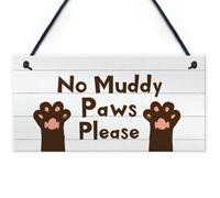 Red Ocean Funny Dog Sign No Muddy Paws Plaque Pet Gift Home Decor Family Gift