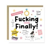RED OCEAN Funny Engagement Card For Couple Boyfriend Girlfriend Joke FINALLY Card Congratulations For Him Her Couple Partner With Kraft Envelope