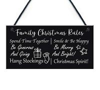 RED OCEAN Funny Family Christmas Rules Sign Christmas Decoration Home Decor