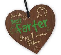 Red Ocean Funny Fathers Day Birthday Gift From Daughter Son Wood Heart Novelty Gift For Dad Daddy Birthday Gift For Dad